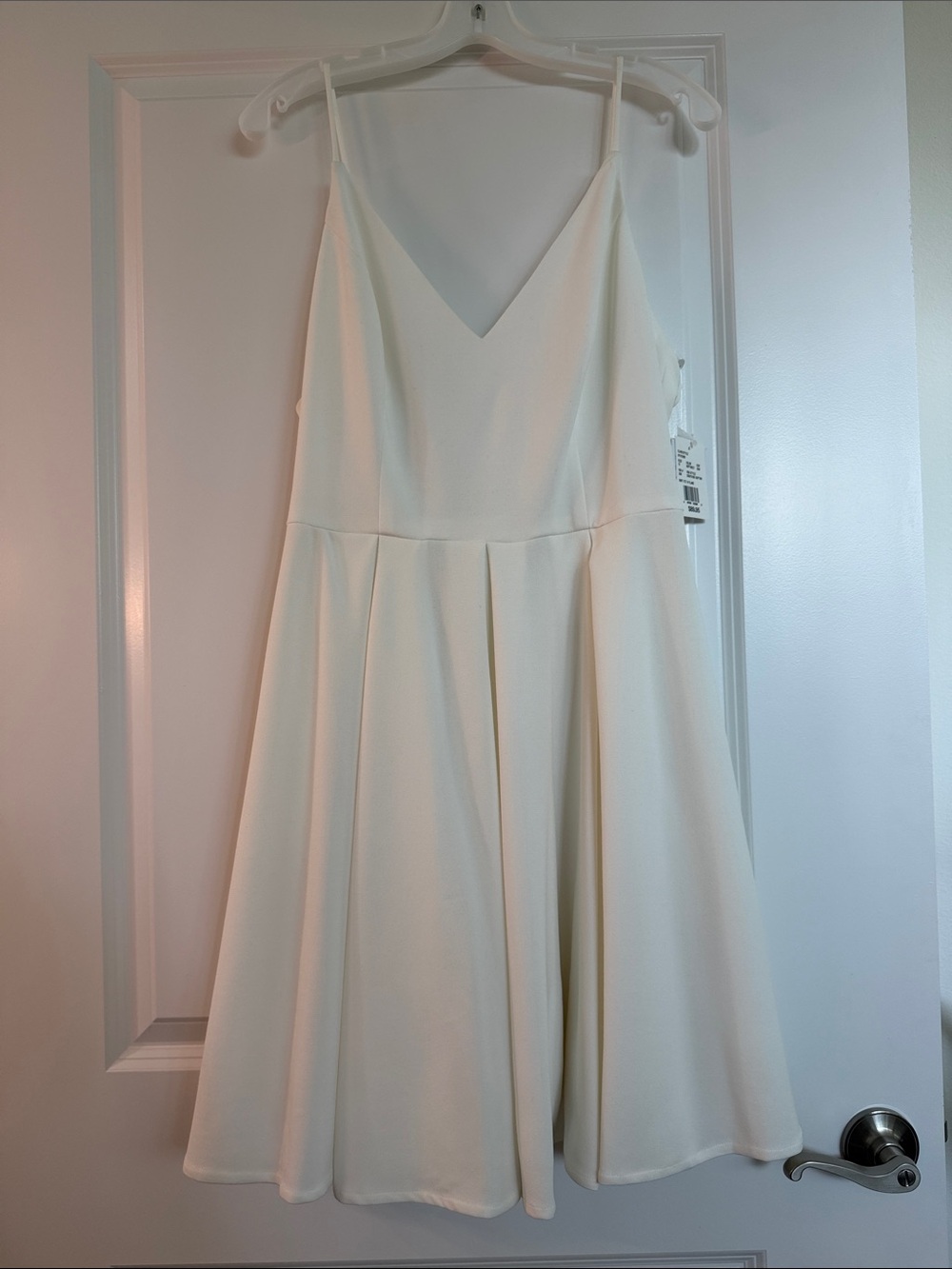 David's Bridal Cream V-Neck Spaghetti Strap Mini Dress